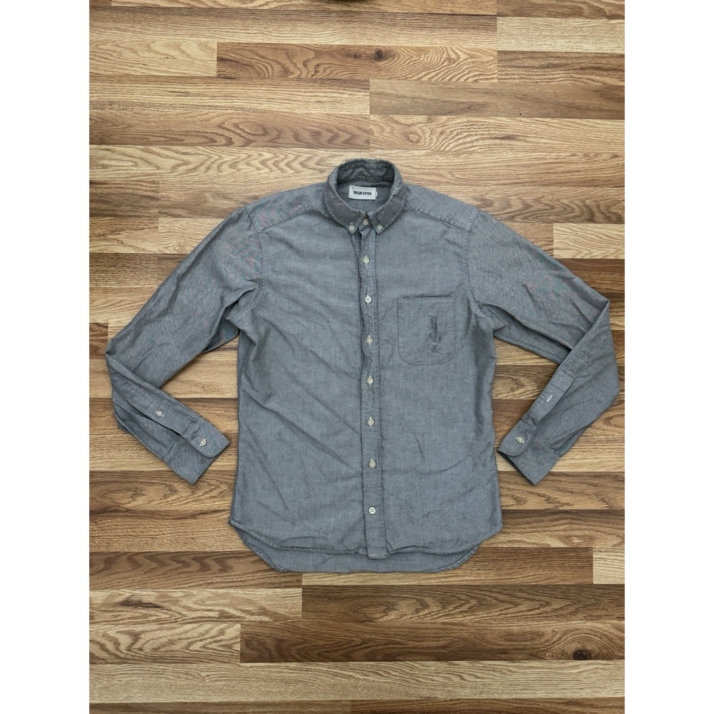 Taylor Stitch Shirt Mens Small Dark Gray Chambray Utility Button Organic Cotton